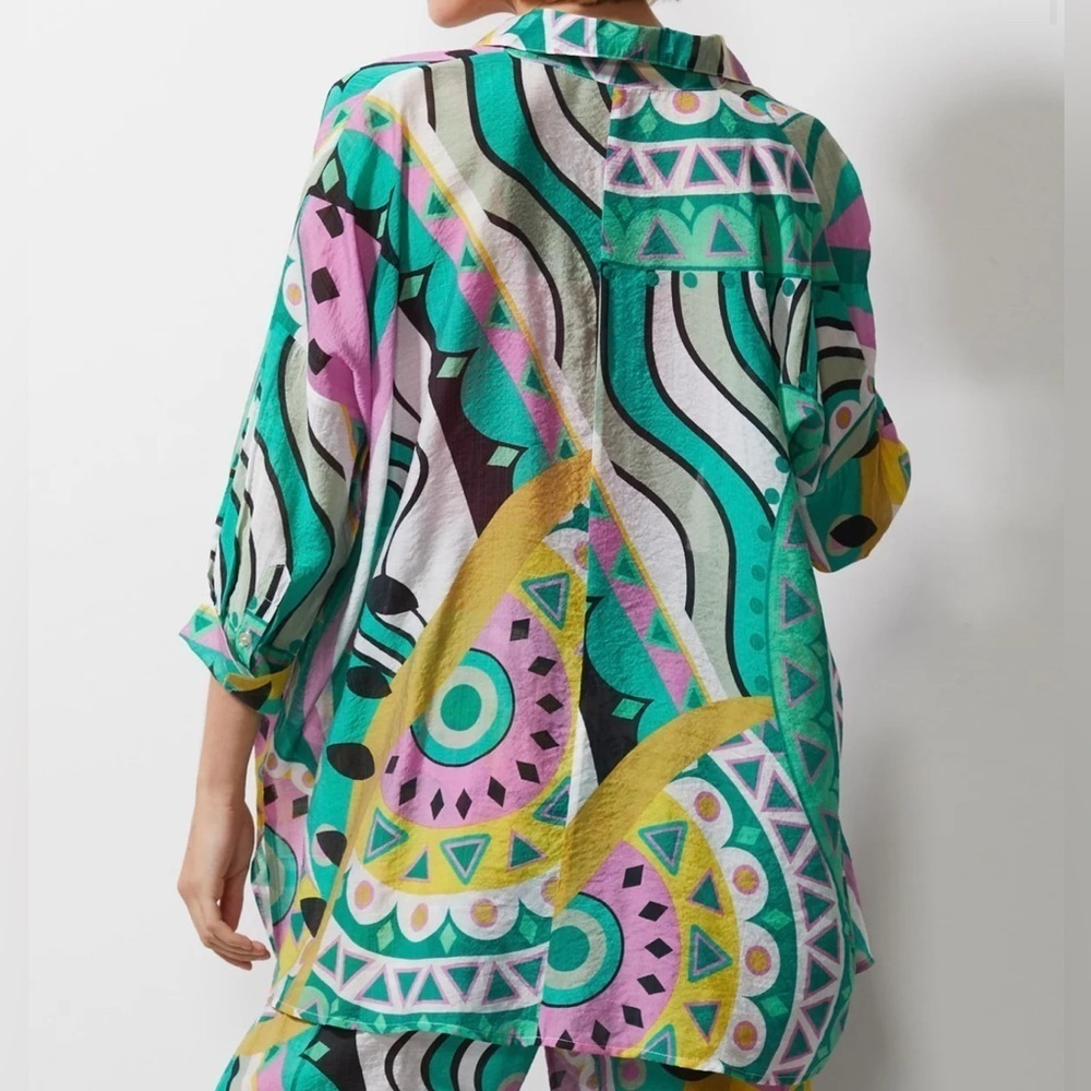 Zaket and Plover Abstractct Print Amalfi Button Down Blouse Women’s size size L - Picture 3 of 11